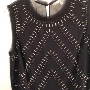 Bugle beaded sleeveless little black dress